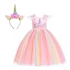 Bmeigo Meisjes Prinses Jurk Haarband Kostuum Luxe Kleding Prestatie Verjaardag Party Carnaval Verkleedkleding 3-9Y