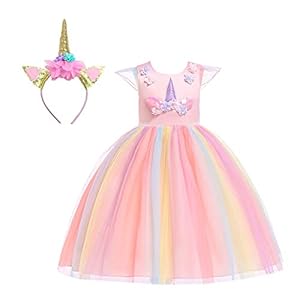 Bmeigo Meisjes Prinses Jurk Haarband Kostuum Luxe Kleding Prestatie Verjaardag Party Carnaval Verkleedkleding 3-9Y