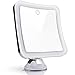 Sanheshun 10X Magnifying Lighted Travel Makeup Mirror, Touch Activated, Locking Suction Mount, Battery Operated, Square