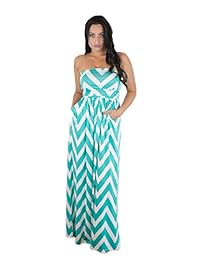 CYP sin mangas Rayón de la mujer Chevron Empire Maxi vestido Zigzag bolsillos