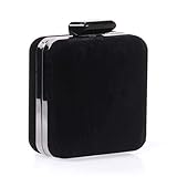 BMC Womens Small Square Velvet Hard Case Fashion Chain Party Clutch Handbag