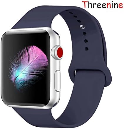 Threenine for Apple Watch Band, Durable Soft Silicone iWatch Strap Replacement Sport Band for Apple Watch Band Series 4 Series 3 Series 2 Series 1 Sport, Edition (Midnight blue, 38mm S/M=40mm S/M)