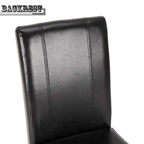 Upholstered Dining Chairs with Solid Wooden Legs, Modern Stylish PU Leather Padded Parsons Chairs Set of 4 (Black) - Thumbnail 5