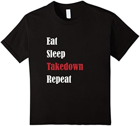 Kids Eat Sleep Takedown Repeat - Wrestling Coach T-Shirt 4 Black