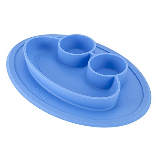 Baifuifu Baby Placemat Frog Round Silicone Suction Feeding Plate for Children,Toddlers, Babies Highchair Feeding Tray Table, Restaurant with Built in Plates and Bowl