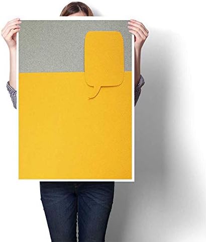 DIY 3D Painting one Paper Dialog Box on Gray Background with Blank Empty Copy Space Painting,32"W x 56"L Home Wall Decor(Frameless)