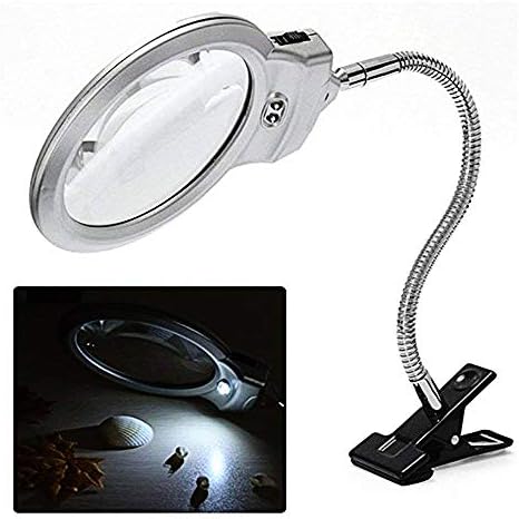 Magnifying Lamp with Clip, Magnifier Lamp Metal Clamp for Eyebrow Tattoo Manicure Eyelash Extension Read