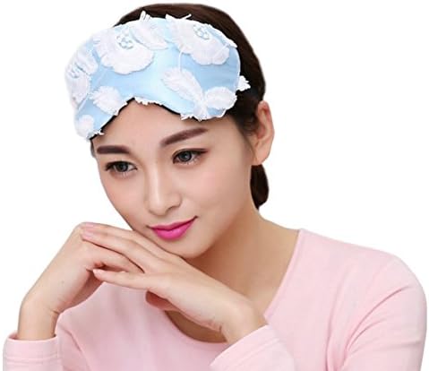 Ayygiftideas Korean Fashion Lace Flower Eye Mask Eyeshade Patch Cold Hot Therapy (Blue)