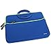 Evecase 13.3-14inch Slim Portable Neoprene Carrying Laptop Sleeve Case Bag w/ Handles and Accessory Pocket (Blue with Green Trim)