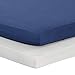 TILLYOU Mini Crib Fitted Sheets 2 Pack - Soft Jersey Knit Microfiber Playpen Bedding Sheet for Baby, Portable Mini Pack n Play Sheet, Machine Washable, 38'' x 24'',Light Gray & Navy Blue