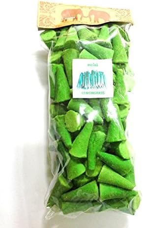 (FREE ONE SYN-AKE MASK PACK)Thai Incense Cones 100 Coins(FREE ONE SYN-AKE MASK PACK) LEMONGRASS FRAGRANCES Relax Aroma Twin Elephant Brand High Quality.