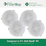 4 - Dirt Devil F5 Dust Cup Replacement Filters, Part # 3DEA950001. Designed by FilterBuy to fit Dirt Devil Scorpion Hand Vac Models 08200, 08201X, 08210, 08215X, 08220X, 08225X, 08226X, 0871, 0871X