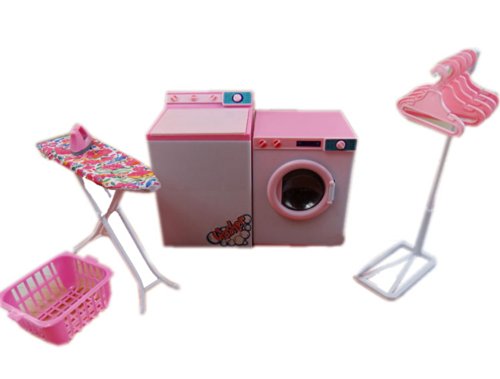 Doll's Furniture Laundry Center Dry Cleaning Washing Machine Dryer Basket Iron