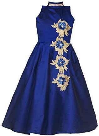 swagat saree Baby Girls Birthday Party wear Frock Dress_ New Blue Flower Gown_6-12 Years