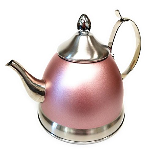 Creative Home Nobili-Tea 1Qt Stainless Steel Tea Kettle With Removable Infuser Basket, Rose Gold