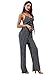 Glamaker Womens Casual Strap Striped Long Pants Jumpsuit Romper Sleeveless,Royal Blue,Medium