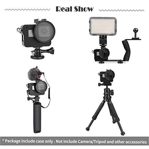 SHOOT Metal Case for GoPro Hero 5/Hero(2018) Video and Vlog Creator, Aluminium Alloy Frame Housing Shell, with Rear Cover,52mm UV Filter, Hot Shoe(Black) - Thumbnail 6
