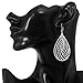 Chic Silver Alloy Hollow Filigree Lightweight Earrings Cutout Teardrop Hook Statement Earrings for Women