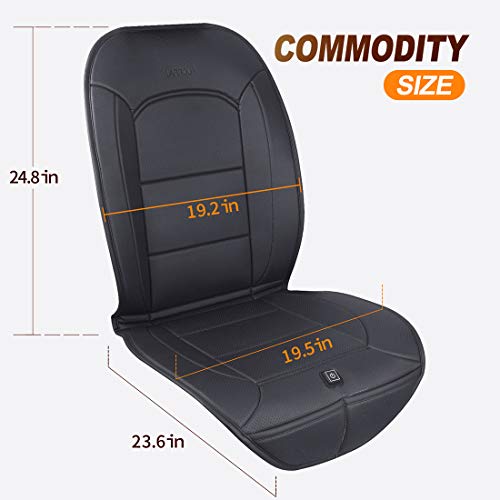 LARROUS Car Leather Heated Seat Cushion with Pressure-Sensitive Switch and Overheat Protection Thermostat,for Car,Office Chair,Home and More(12Volt,Black) (Luxury)