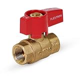 Flextron FTGV-12F12F Gas Ball Valve with 1/2 Inch FIP x 1/2 Inch FIP Fittings for Gas Connectors with Quarter-Turn Lever Handle, Brass Construction, Excellent Corrosion Resistance, CSA Approved