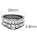 L8ny Three-Stone Type Brilliant CZ Stainless Steel Wedding Ring Set