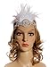 Vijiv Silver Beaded Flapper Headband Inspired Great Gatsby 1920s Headpiece Accessories Feather Vintage