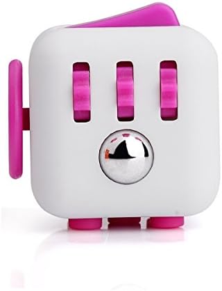 Stress Cube by POPPERS - Fidget Toy to Focus and Relieve Stress for Children &amp; Adults Anxiety Attention Toy (White &amp; Pink)