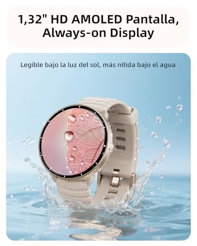 Parsonver Smartwatch for Men Women with Built-in GPS, 5 ATM Waterproof for Pool/Open Water, AMOLED Screen, 100+ Sports Built-in, Heart Rate and Sleep (French Grey, 42 mm)