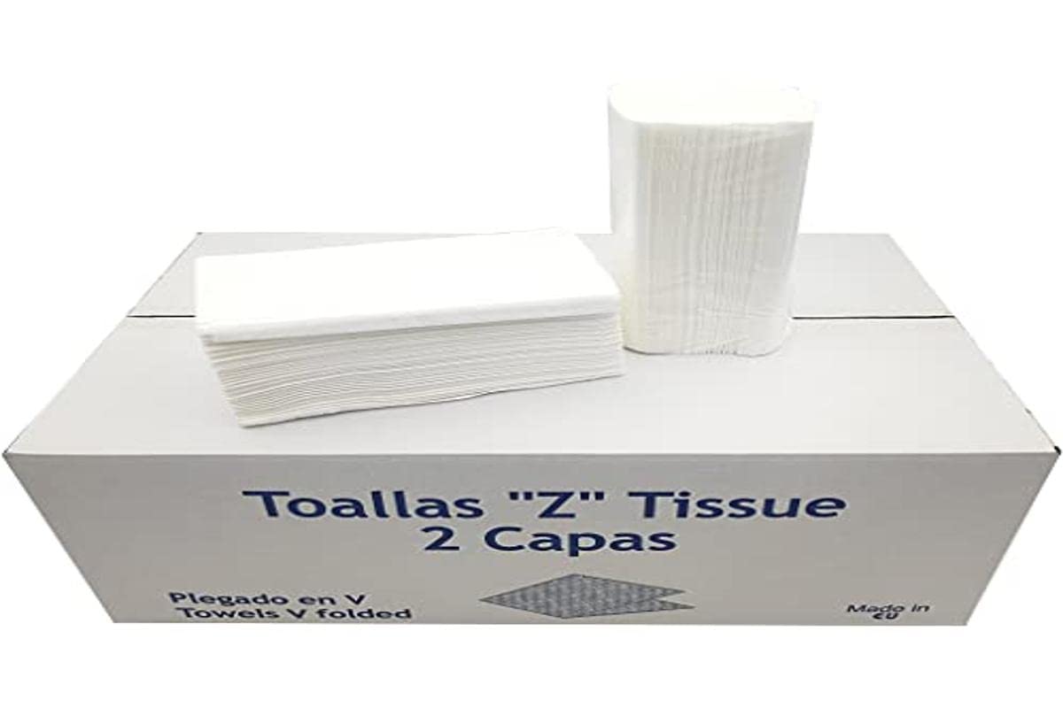 Tasul Box of 20 Packs of Z Tissue Wipes or Zig Zag Hand Drying Towels