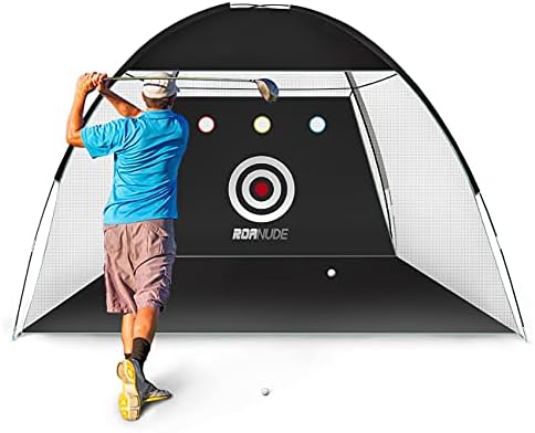 Roanude Golf Practice Nets for Backyard Driving, Golf Target Hitting Net with Carry Bag for Indoor or Outdoor Use, Black – 9.8FT