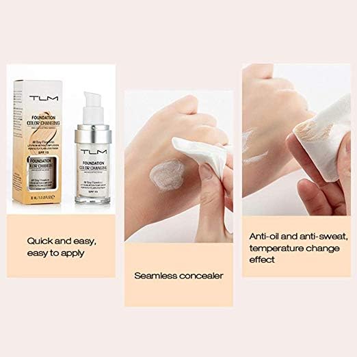 BestLand TLM Colour Changing Foundation - Flawless Coverage, Lightweight Formula, Adapts to Skin Tone, Hides Wrinkles & Lines, Hydrating & Long-Lasting, BB Cream Makeup Base Concealer Cover