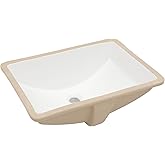 GhomeG Undermount Bathroom Sink Rectangle 21x15 Inch White Rectangular Porcelain Ceramic Vessel Sink with Overflow Under Coun