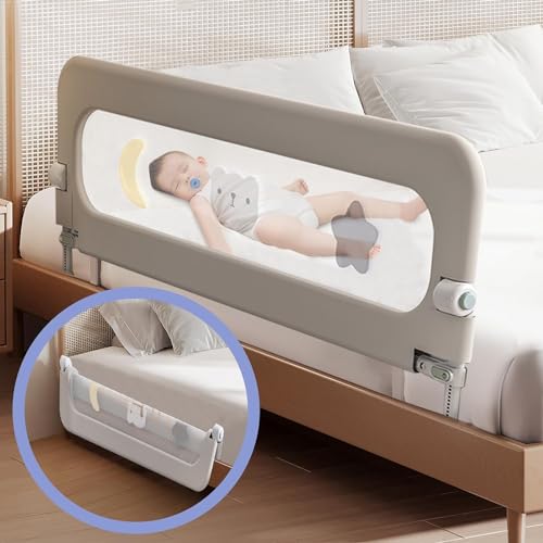 BOOM Toddler Bed Rails for Crib, Foldable Bed Rail for Toddlers, Adjustable Heights Portable Bedrail Extra Tall Child Safety Side Railing Guards for Kids, for Queen Full King Twin Crib Bunk Size Bed