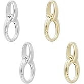 Hobbspring 4Pcs 2 Colors Oval Brass Bail Clasps Jewellery Locking Clasp Twister Clasps Connector Bracelet Extension Clasp for Jewelry Making DIY Necklace Bracelet,Platinum and Golden