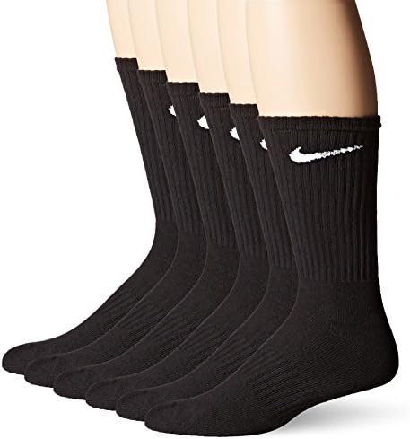 nike dress socks Nike Dri-FIT Everyday Cushion Crew Socks, Large 8-12, Cotton Blend, Pack of 6, White