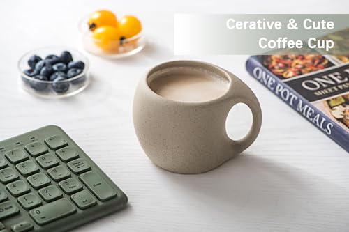 8oz Ceramic Coffee Mug with Acacia Wood Saucer, 240 ml Espresso Cups Set for Latte, Cappuccino, Tea, Unglazed Porcelain Arty Coffee Cup for Home or Office