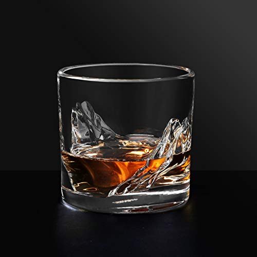 LIITON Whiskey Glasses Set of 4, Heavy Rocks Glasses Gift Set with Raised Canyon for A Quick