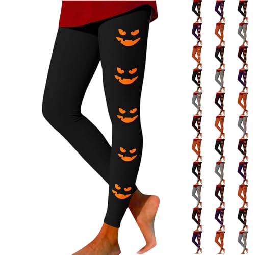 Nuaoxyeu Womens Halloween Trousers Halloween Leggings for Women Pumpkin Printed Yoga Pants Slim Fit Casual Tights Stretch Gym Sprorts Trousers High Elasticated Gothic