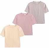 Kids Tales Little Boys Girls Solid Color T-Shirt Toddler Short Sleeve Tee Tops Baby Round Neck Pullover Shirt