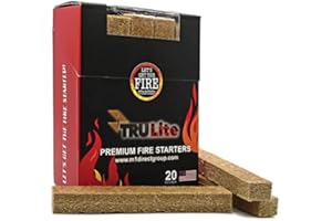TRULITE GRILL STARTER TRULite Premium Fire Starters, 20 Piece Box, USA Made, Ideal for Quickly, Safely & Naturally Lighting All Types of Grills, Bonfires, Fire Pits, Fireplaces, Wood Stoves, & Campfires!