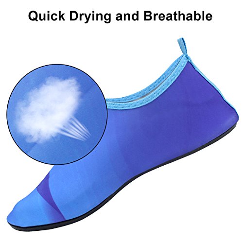 HQdeal Women’s Men’s Water Shoes Quick Drying Outdoor Sports Athletic Sneakers Aqua Shoes Slip On Lightweight Yoga Socks for Swimming Diving Surfing Snorkeling Boating Beach Walking Cool Blue