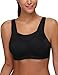 Wingslove Women's Full Coverage High Impact Wirefree Workout Sport Bra (Black,42DD)