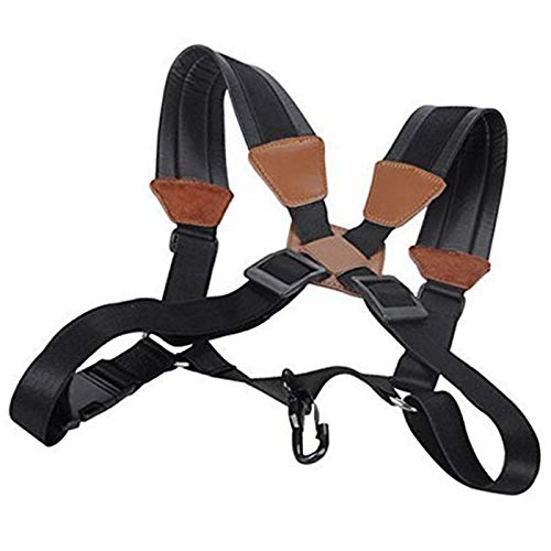 Algol - Professional Adjustable Tenor Alto Saxophone Strap Luxury Leather Snap Metal Hook Harness Double Shoulder Sax Neck Straps