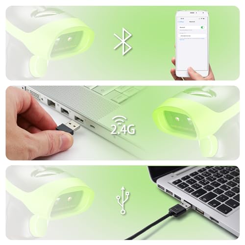NetumScan Wireless USB Barcode Scanner Bluetooth 1D 2D QR Barcode Reader Portable Compatible with Computer for Pos System, Supermarket, Warehouse, Retail Store NSL8BL