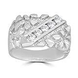 Solid 925 Sterling Silver Men's Silver Nugget Ring