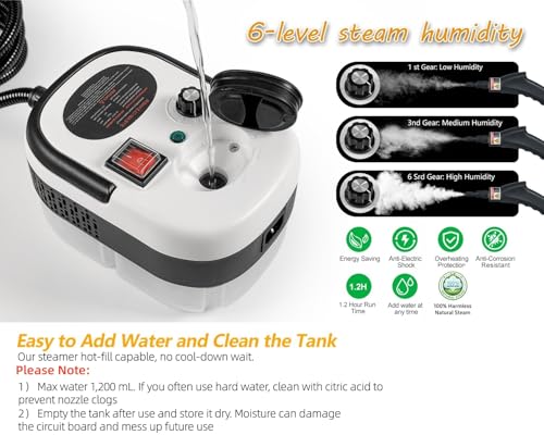 Foandbevi 7 in 1 Handheld Steam Cleaner for Home, 2500W High Pressurized Steamer for Cleaning, 6-Level Multipurpose Steam Cleaner for Car Floor Upholstery Kitchen Bath