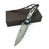ALBATROSS HGDK009 Ball Bearing Assisted Quick Opening Damascus Folding Pocket Knife -Gift Box/Collections