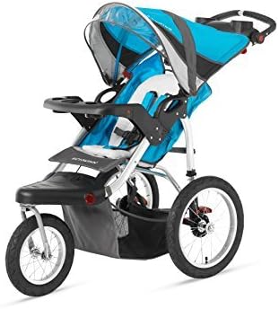Premium Baby Stroller Jogger With Built-In MP3 Speaker And Adjustible Handlebar, Large Canopy and Storage Basket For Infants, Toddlers And Kids, Blue-Grey