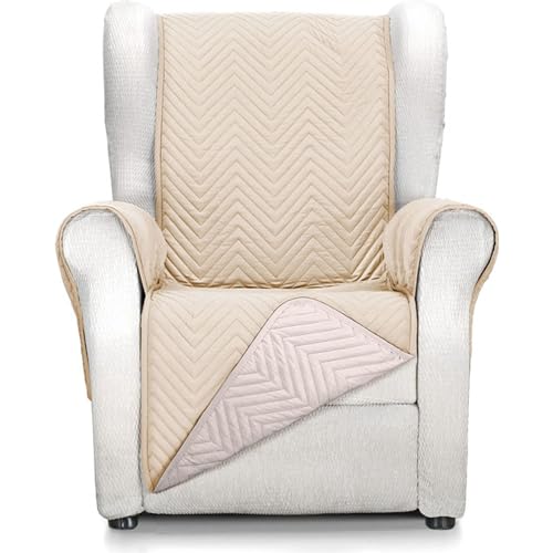 ECOMMERC3 Sesselbezug für 1-Sitzer-Sessel, vollständige Passform, für 1-Sitzer-Sessel und Relaxsessel, Beige/Leinen