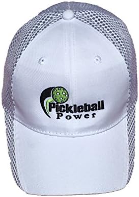 Pickleball Marketplace Logo Two Color "Mesh-Back" Ball Cap - Hat - New Embroidered - White w/ Black Trim